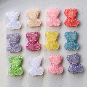Cabochon in Resina a Forma di Orso con Glitter Paillettes Stile Ins Coreano Accessori Fai da Te per Orecchini Fermacelli Cover