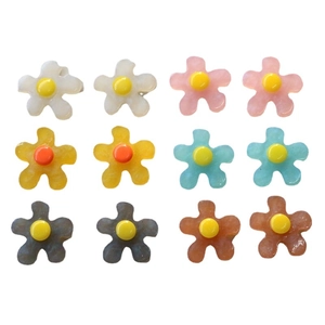Jelly-colored resin flower charms in 12-piece mixed set for DIY hair accessories