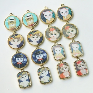 Detailliertes Set aus Katzen-Legierungsanhängern im Ölgemälde-Stil für DIY-Schmuck