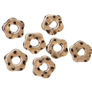 Charm's fleurs en acrylique ambre translucide à pois noirs pour création bijoux DIY