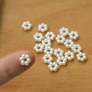 White flower-shaped faux pearl acrylic DIY beads for jewelry and accessory making