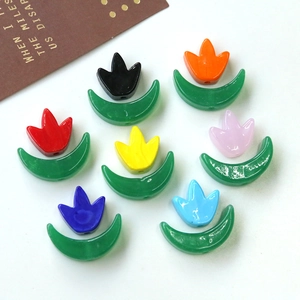 Perline Fatte a Mano in Vetro a Lume a Forma di Tulipano e Foglia per Creazione di Gioielli DIY Orecchini Accessori Cover