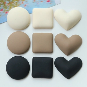 Matte resin DIY accessories in heart, square and round shapes in neutral tones