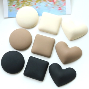 Matte resin heart circle and square patches in neutral tones for DIY jewelry making