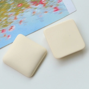 Minimalist square resin studs in matte cream finish for DIY jewelry and accessories