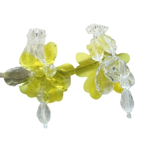 Sweet yellow translucent flower accessories with crystal beads and pearl weave detail