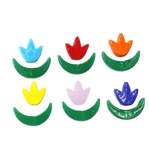 Perline a tulipano in vetro fatte a mano per gioielli fai-da-te in sei colori assortiti