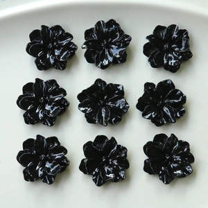 Glossy Black Resin Camellia Flower Flatback For DIY Jewelry Making Earrings Hair Clips Phone Case Decoration Accessory