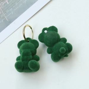 Pendentif ours floqué vert foncé avec fermoir doré pour la création de bijoux DIY