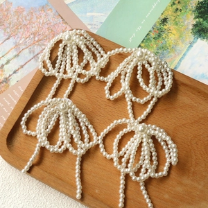 Elegant White Crystal Artificial Pearl Bowknot Tassel DIY Jewelry Accessory For Wedding Bridal Hair Clothing Long Tassel Bow Charm