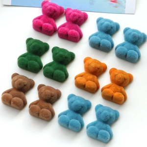 Cute flocked teddy bear DIY acrylic accessories in assorted colors for crafts