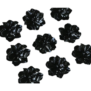 Glossy black resin flower charms for DIY jewelry and phone case decoration accessories