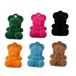 Lot de six breloques ours floquées colorées pour bijoux et accessoires DIY