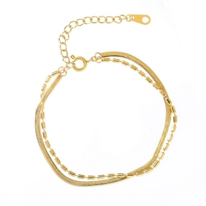 Minimalistisches doppellagiges Schlangenarmband in Gold mit verstellbarem Verschluss