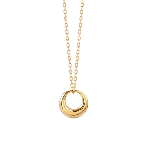 Collana minimalista placcata oro 18K con ciondolo ad anello liscio su catena fine