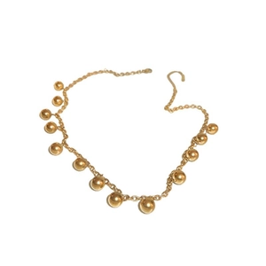 18K gold plated bead pendant necklace with stainless steel chain for women