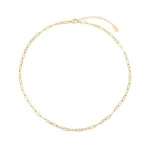 Minimalist 18K gold plated stainless steel paperclip chain necklace with lobster clasp
