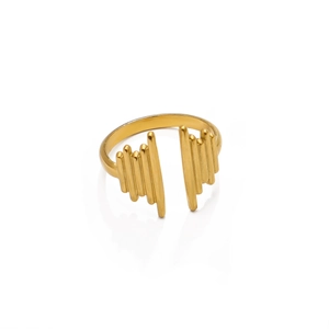Anello aperto in acciaio inossidabile placcato oro 18K dal design geometrico moderno