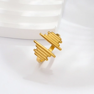 Anello aperto geometrico in acciaio inossidabile placcato oro 18K stile minimal