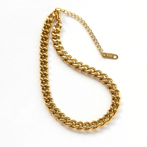 18K gold plated stainless steel Cuban link anklet with adjustable chain and K18 tag