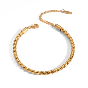 Bracciale a catena a spiga in acciaio inossidabile placcato oro 18k da donna
