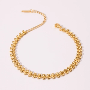 Elegante 18k vergulde roestvrijstalen armband met tarweketting en verstelbare sluiting