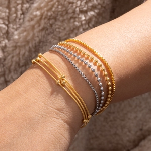 Minimalistisch Edelstahl Mehrschichtig Stapelbar Armband Set Für Damen Gold Vergoldet Schlange Box Kette Perlen Armband Mode Schmuck