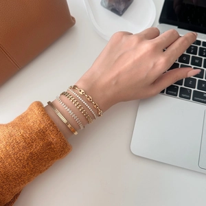 18k vergulde koffieboon armband set met glanzende zirkonia voor dames