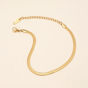 Elegant 18K gold-plated stainless steel snake chain bracelet with K18 tag and lobster clasp