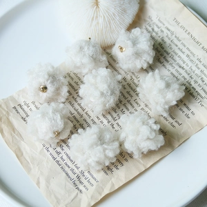 Vintage White Plush Wool Yarn Ball Heart Pendant DIY Handmade Jewelry Accessories For Earrings Necklace Bag Decor Women Fashion Accessory