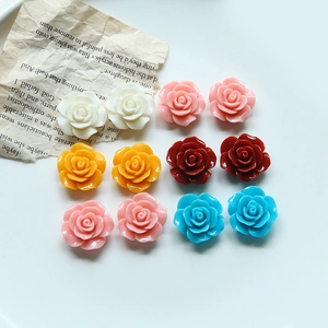 24mm 3D Resin Rose Flower Cabochons For DIY Jewelry Making Earrings Phone Case Decoration Accessory Vintage Craft Part