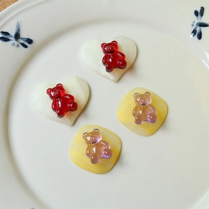 Cute candy-colored jelly bear DIY resin charms for phone cases and jewelry making
