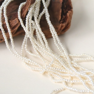 Sartas de perlas de imitación blancas de 3 mm en madera para bisutería y manualidades