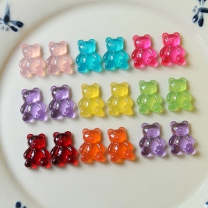 Colorful semi-transparent resin gummy bear charms for DIY jewelry and phone case making