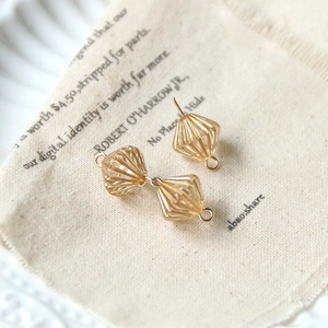 Three-piece set of gold geometric hollow lantern charms for DIY jewelry making