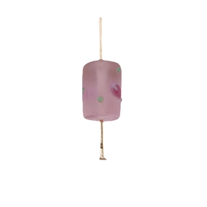 Pink cylindrical frosted glass flower bead with gold pin for DIY jewelry making