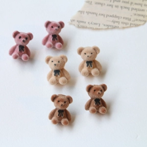 Accessoires de Boucles d'Oreilles Clous Ours Floqué Alliage Mini Ours DIY Bijoux Avec Silver Earring Post