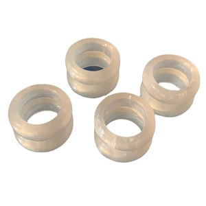 Minimalist cream white resin rings set with smooth translucent finish in Korean style