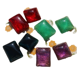 Translucent resin square cabochons with gold wire inlay for DIY jewelry and crafts