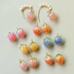 3D Harz Rosenknospe Charms Mit Stahlkugeln DIY Ohrring Herstellung Craft Blume Erdbeere Form Anhänger Für Handyhülle Zubehör