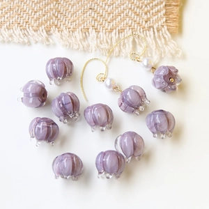Cuentas de Vidrio Lampwork Brote de Lirio de los Valles para Joyería DIY Cuentas Pulidas con Forma de Flor