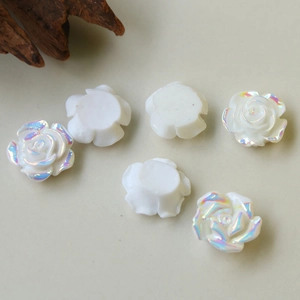 Irisierende weiße Harz-Rosen-Cabochons für DIY-Schmuck und Haarschmuck-Zubehör