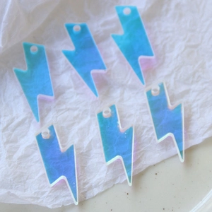 Set di 6 ciondoli a forma di fulmine in acrilico effetto aurora per gioielli fai da te