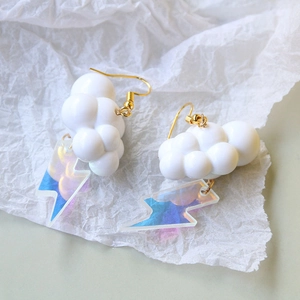 Ciondoli a Specchio in Acrilico a Forma di Fulmine e Nuvola Accessori per Gioielli DIY per Orecchini Borsa Pendente