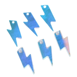 Ciondoli a fulmine blu iridescente in acrilico per creazione gioielli e orecchini