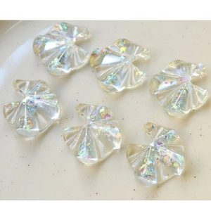 French Style Iridescent Resin Fan Shell DIY Accessories For Earring Jewelry Making Handmade Crafts Phone Case Decoration