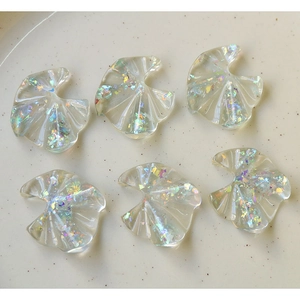 Set of 6 pearlescent resin fan-shaped DIY charms for handmade earrings and jewelry