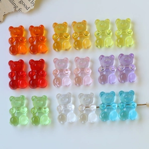 Colorful translucent resin bear charms for DIY jewelry making in nine vibrant colors