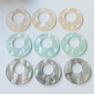 Iridescent Acetate Resin Hollow Round Circle Pendant For DIY Jewelry Making Earrings Necklace Handmade Marble Texture Charm