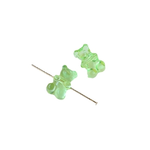 Translucent light green gummy bear beads with center hole for DIY jewelry making
